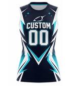 Custom Women’s Flag Football Uniform With Pants – Black Cyan Sublimated Polyester Teamwear