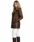 Vintage Brown Sheepskin Leather Jacket Wholesale | Women’s Fur Lined Winter Coat Manufacturer