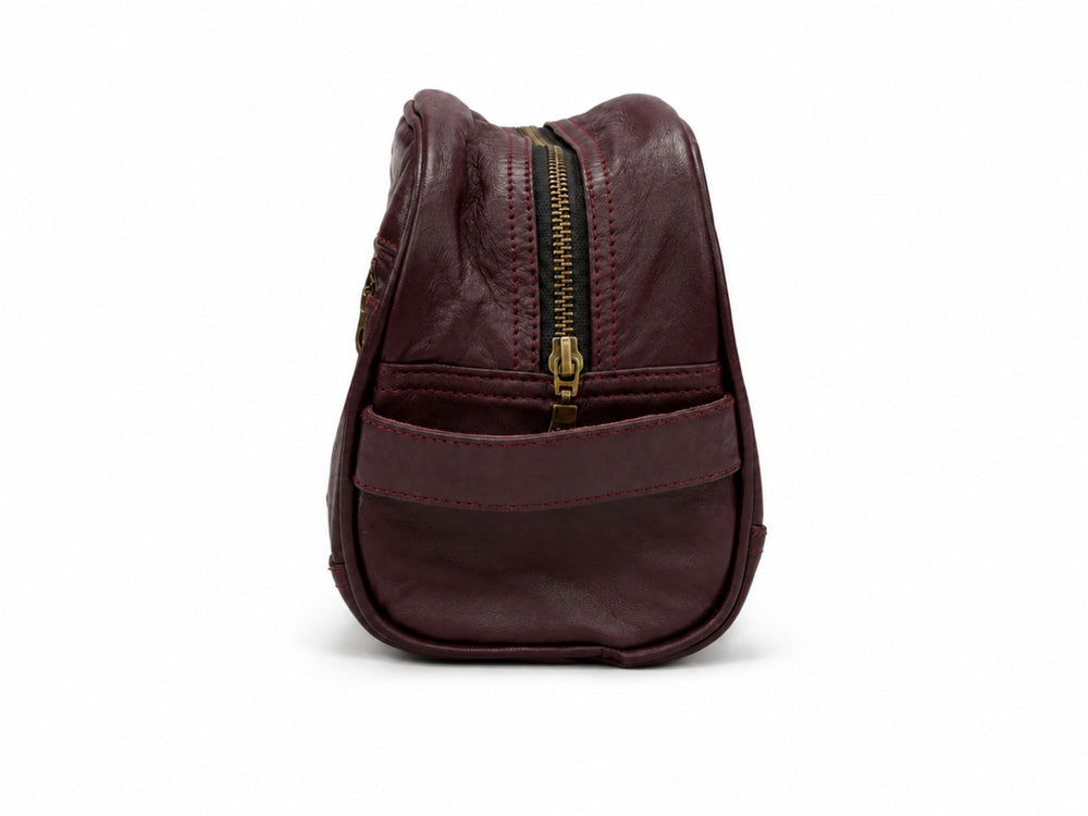 Personalized Men’s Leather Toiletry Bag Wholesale | Custom Dopp Kit Private Label Manufacturer front design preview
