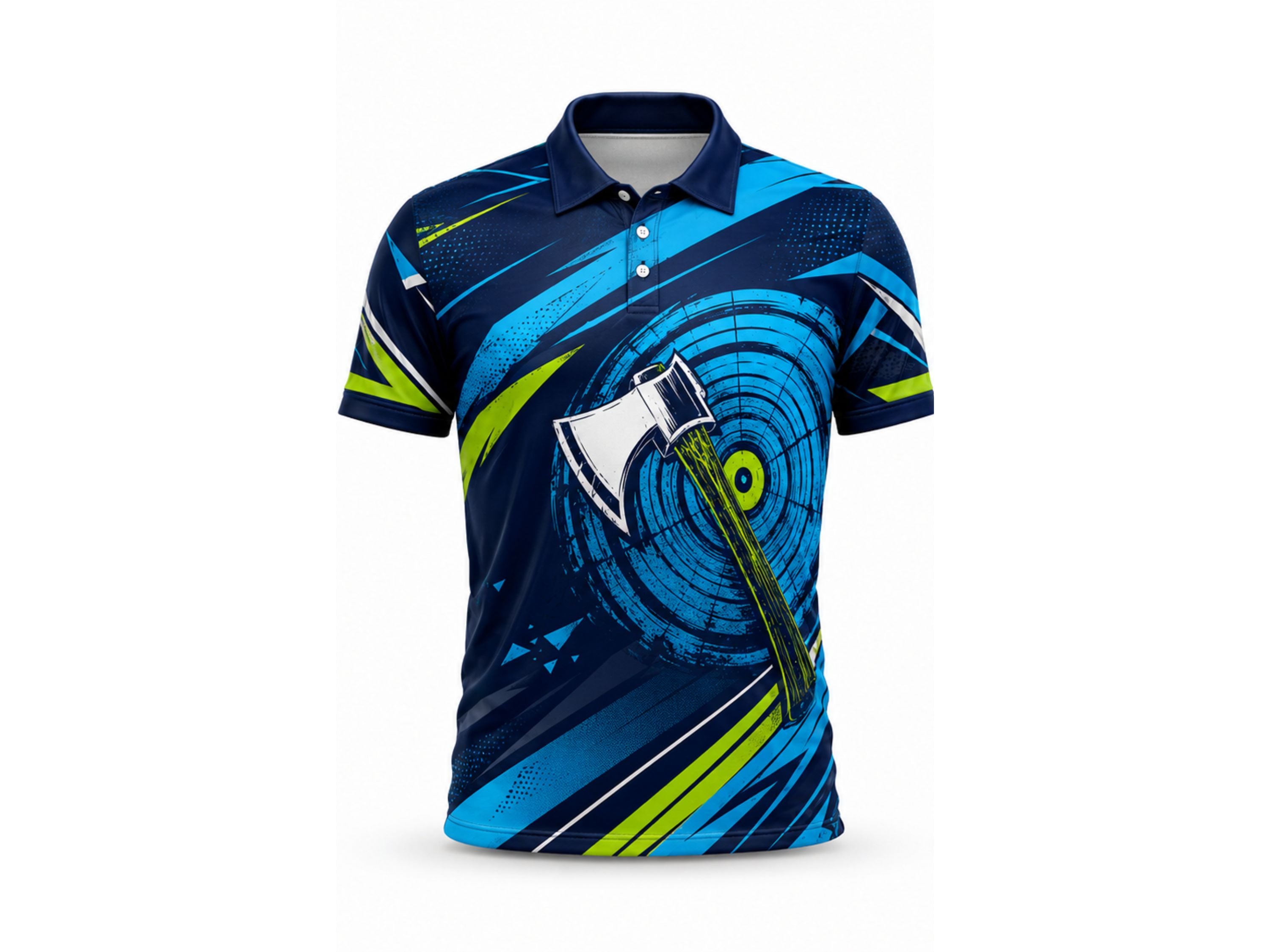 Navy & Teal Axe Throwing Jersey – Bulk Team Jersey, Low MOQ, Wholesale Performance Sportswear