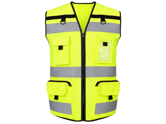 Ripstop Tool Vest B2B Low MOQ Reflective Multi-Pocket Vest Fluorescent Yellow Workwear front design preview