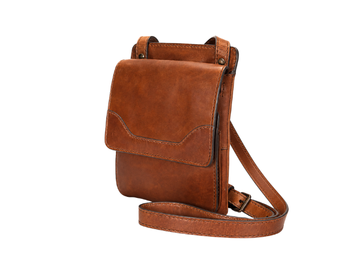 B2B Leather Flap Crossbody Bag Brown Low MOQ Manufacturer front design preview