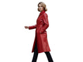 Women’s Red Cowhide Leather Trench Coat Wholesale Custom Private Label Outerwear Manufacturer