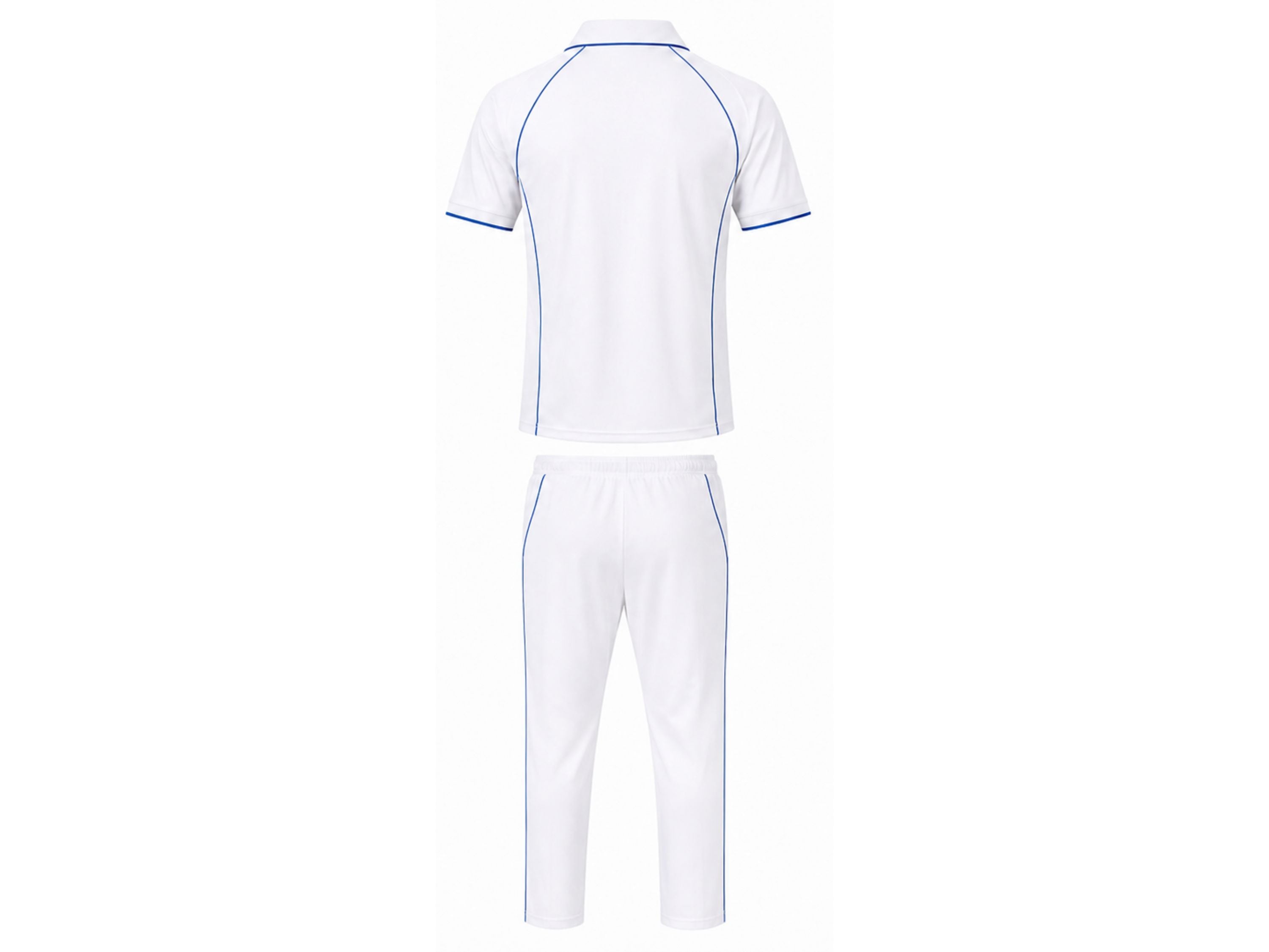 Custom Cricket White Uniform Set – Shirt & Trouser with Blue Accents