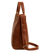 B2B Leather Tote Bag Shoulder Strap Brown Low MOQ Manufacturer
