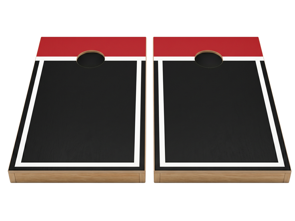 B2B  Cornhole Board Set – Black Red White Outdoor Game Boards for Wholesale Buyers front design preview