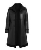 Women’s Black Lambskin Leather Penny Lane Coat Wholesale Custom Private Label Shearling Outerwear Manufacturer