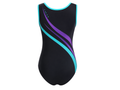 Custom Training Gymnastics Leotard | Wholesale Gym Team Leotard | Black Teal Purple | Apparels Bridge