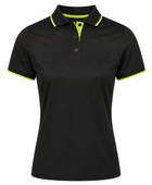 Ladies Contrast Pique Polo Shirt Black and Lime Green | B2B Low MOQ Hospitality Workwear Manufacturer