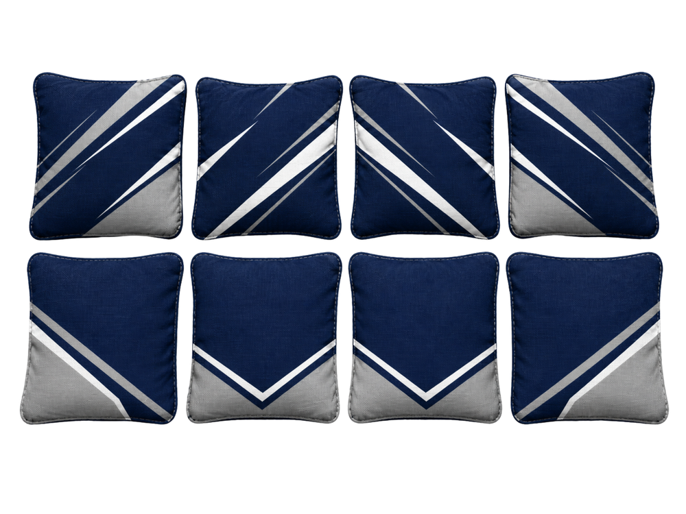 Wholesale Cornhole Bags Navy White Grey Game Bags B2B front design preview