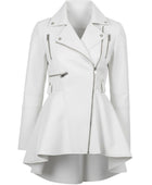 Women’s White Lambskin Leather Peplum Jacket Wholesale Custom Private Label Outerwear Manufacturer