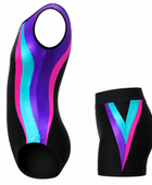 Custom Gymnastics Leotard and Shorts Set | Wholesale Gym Team Set | Black Purple Teal Pink | Apparels Bridge