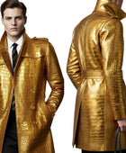 Men’s Gold Crocodile Embossed Cowhide Leather Coat Wholesale Custom Private Label Manufacturer