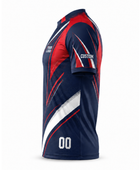 Custom Navy Red Rugby Fanwear Shirt | Wholesale Supporter Team Shirt for Bulk Orders