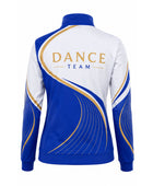 Custom Dance Team Jacket | Wholesale Dance Studio Full-Zip Jacket | White Blue Gold | Apparels Bridge
