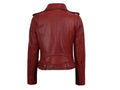 Women’s Red Lambskin Leather Biker Jacket Wholesale Custom Private Label Outerwear Manufacturer