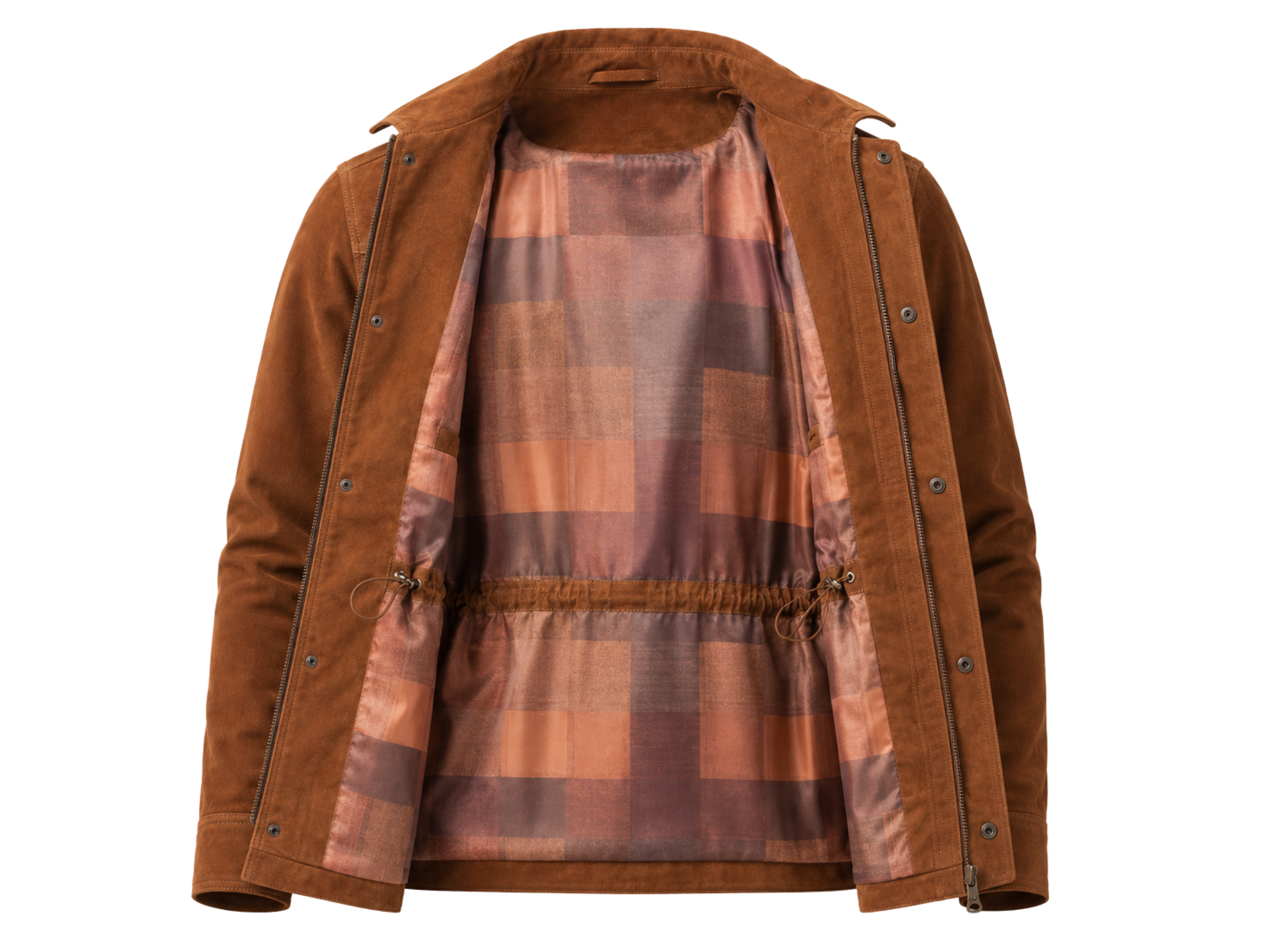 Custom Leather Tan Brown Hunting Coat B2B