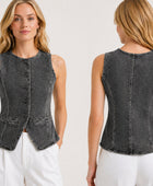 Wholesale Custom charcoal grey Denim Vest Manufacturer Private Label Sleeveless Jean Waistcoat