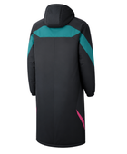 Custom Black Teal Football Jacket – Hooded Team Bench Coat for Wholesale Clubs