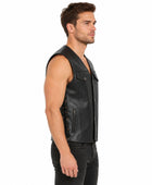Black Distressed Leather Biker Vest Wholesale | Custom Outlaw Motorcycle Vest Manufacturer