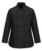 Women’s Double-Breasted Chef Jacket Black | B2B Low MOQ Hospitality Workwear Manufacturer