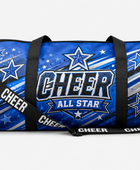 Custom Blue Cheer Duffle Bag – Wholesale Cheer Team Gear Bag with Star Graphics