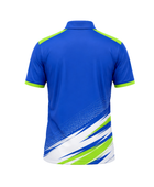 Wholesale Cricket Jersey – Blue & White Short-Sleeve Performance Polo, Low MOQ, In-House Manufacturing