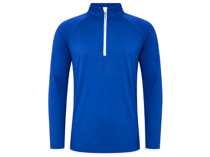 Contrast-Zip Training Sweat Top Royal Blue | B2B Low MOQ Personal Trainer Workwear Manufacturer front design preview