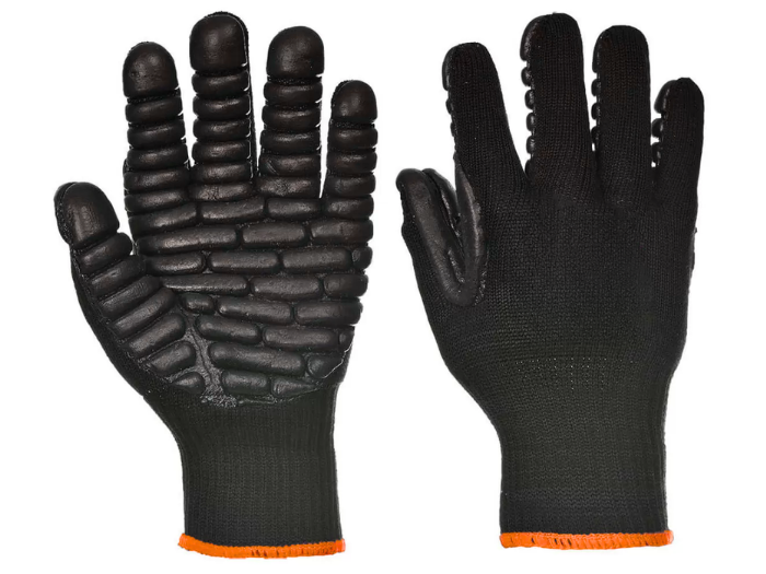 Anti Vibration Glove B2B Low MOQ Construction Work Gloves Black/Orange Workwear front design preview