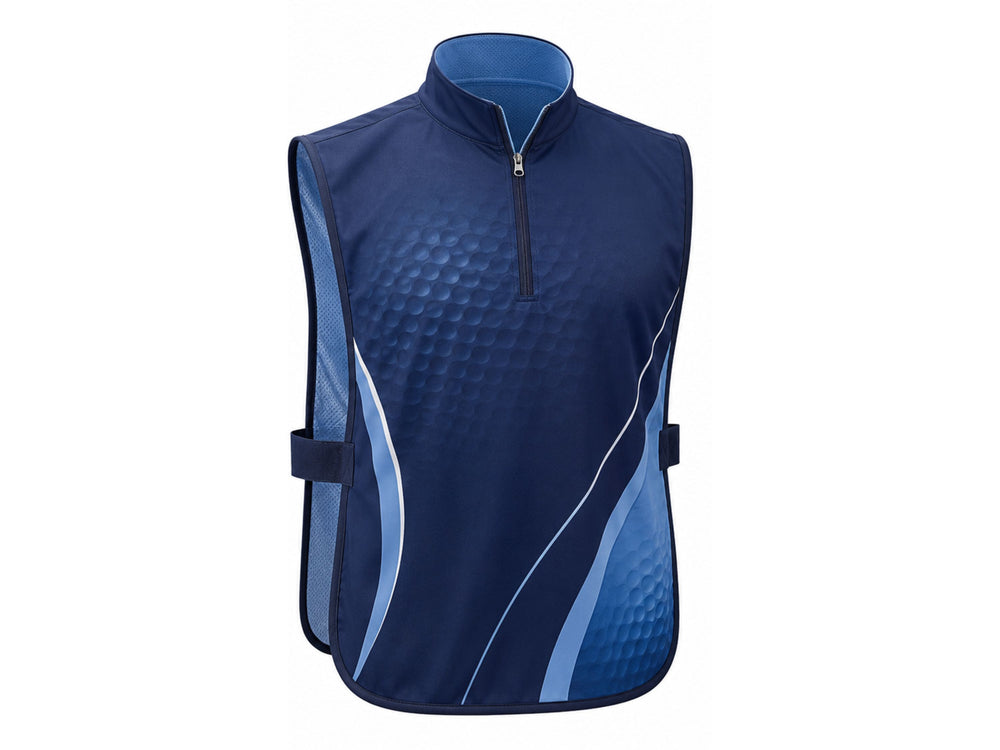 Custom Golf Caddie Bib B2B Golf Tournament Caddie Vest Navy Blue White front design preview