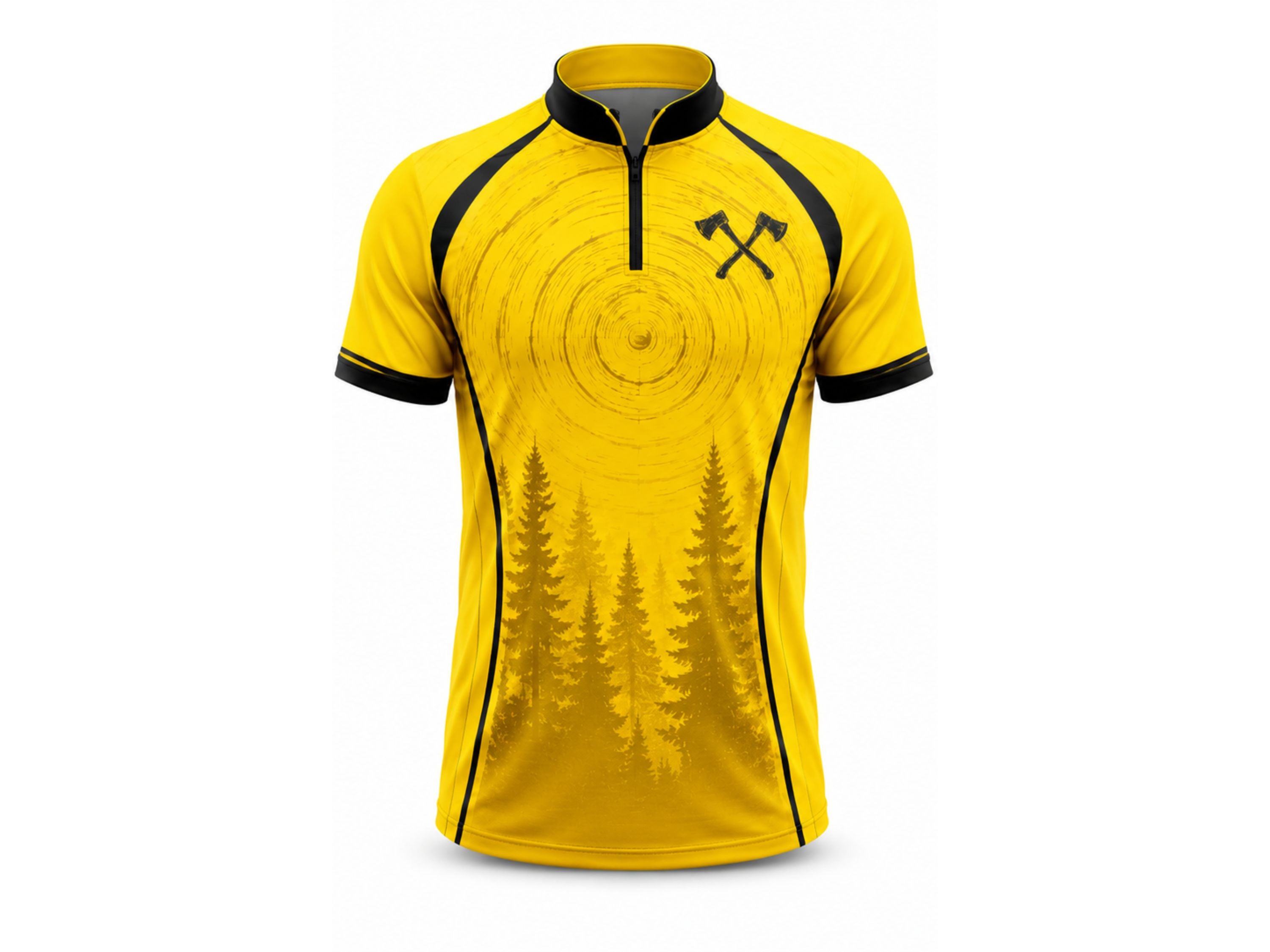 Sublimated Axe Throwing Jersey – Yellow Black Custom Team Shirt