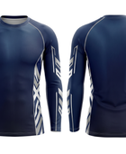 Custom MMA Rash Guard Full Sleeve – Navy White Combat Gym Teamwear for Wholesale Buyers