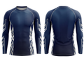 Custom MMA Rash Guard Full Sleeve – Navy White Combat Gym Teamwear for Wholesale Buyers
