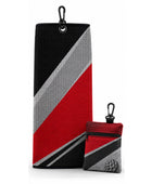 Custom Golf Towel | Wholesale Tri-Fold Golf Towel with Carabiner Clip | Black Red Grey | Apparels Bridge