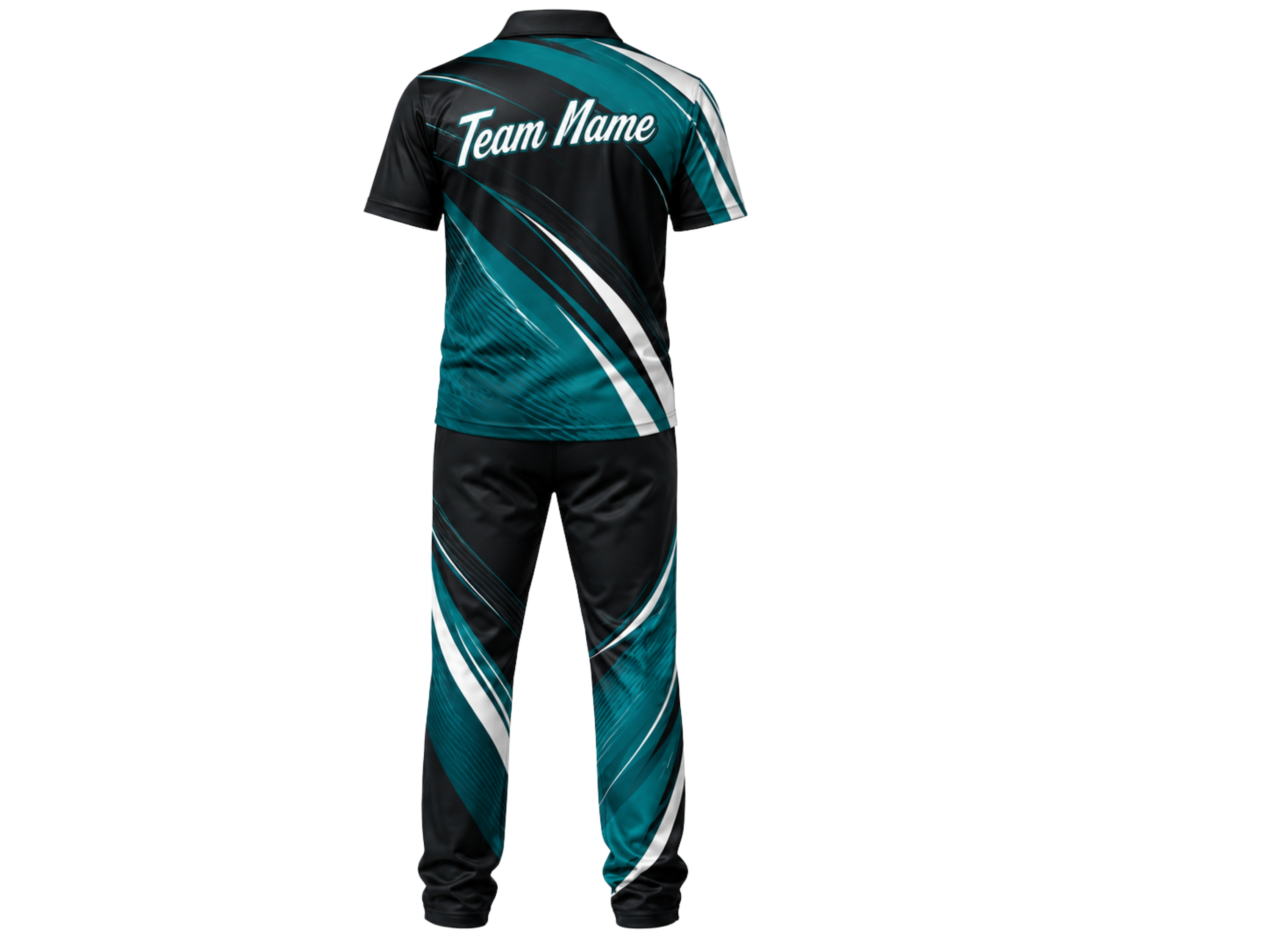 Custom Bowling Uniform – Teal & Black Team Set, Wholesale, Low MOQ, Bulk Sportswear