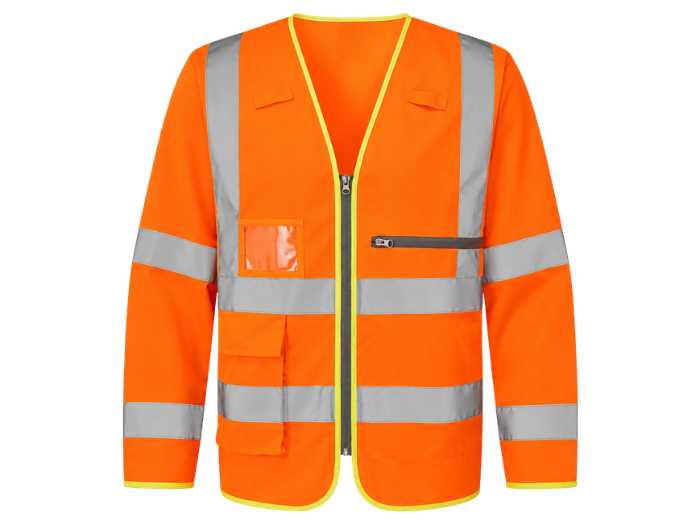 Sleeved Waistcoat B2B Low MOQ Construction Uniform Orange Workwear front design preview