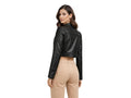 Women’s Black Cropped Real Leather Biker Jacket Wholesale Custom Private Label Manufacturer