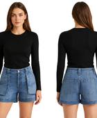 Custom Women’s High Waisted Light Blue Denim Shorts B2B