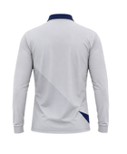 Custom Training and Lifestyle Long Sleeve Polo Shirt | Wholesale Gym Team Polo | Light Grey Navy | Apparels Bridge