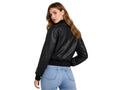 Women’s Black Lambskin Leather Bomber Jacket Wholesale Custom Private Label Manufacturer
