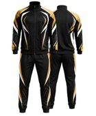Custom Black Gold Rugby Tracksuit | Wholesale Team Warmup Jacket and Pants Set