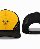 Axe Throwing Trucker Hat – Yellow Black Mesh-Back Custom Venue Cap | Wholesale
