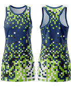 Custom Navy Blue & Lime Green  Sublimated Basketball Dress