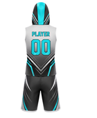 Custom White Teal 7v7 Flag Football Uniform – Sleeveless Hooded Team Set