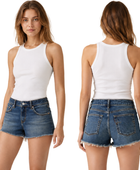 Custom Women’s Raw Hem Denim Blue Shorts B2B