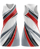 Custom White, Red, Gray & Black Sublimated Basketball Dress