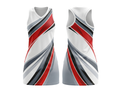 Custom White, Red, Gray & Black Sublimated Basketball Dress