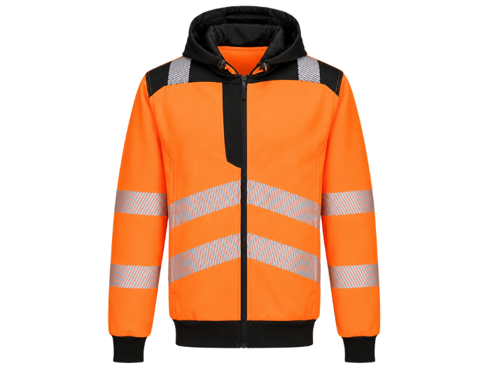 Railway Hi-Vis Zip Hoodie Orange and Black | B2B Low MOQ Railway Workwear Manufacturer front design preview