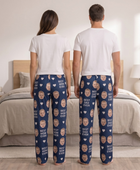Wholesale Custom Baby Face Polyester Pajama Pants, Blue Unisex Couples Sleepwear Manufacturer for Private Label Brands