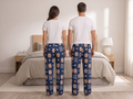 Wholesale Custom Baby Face Polyester Pajama Pants, Blue Unisex Couples Sleepwear Manufacturer for Private Label Brands